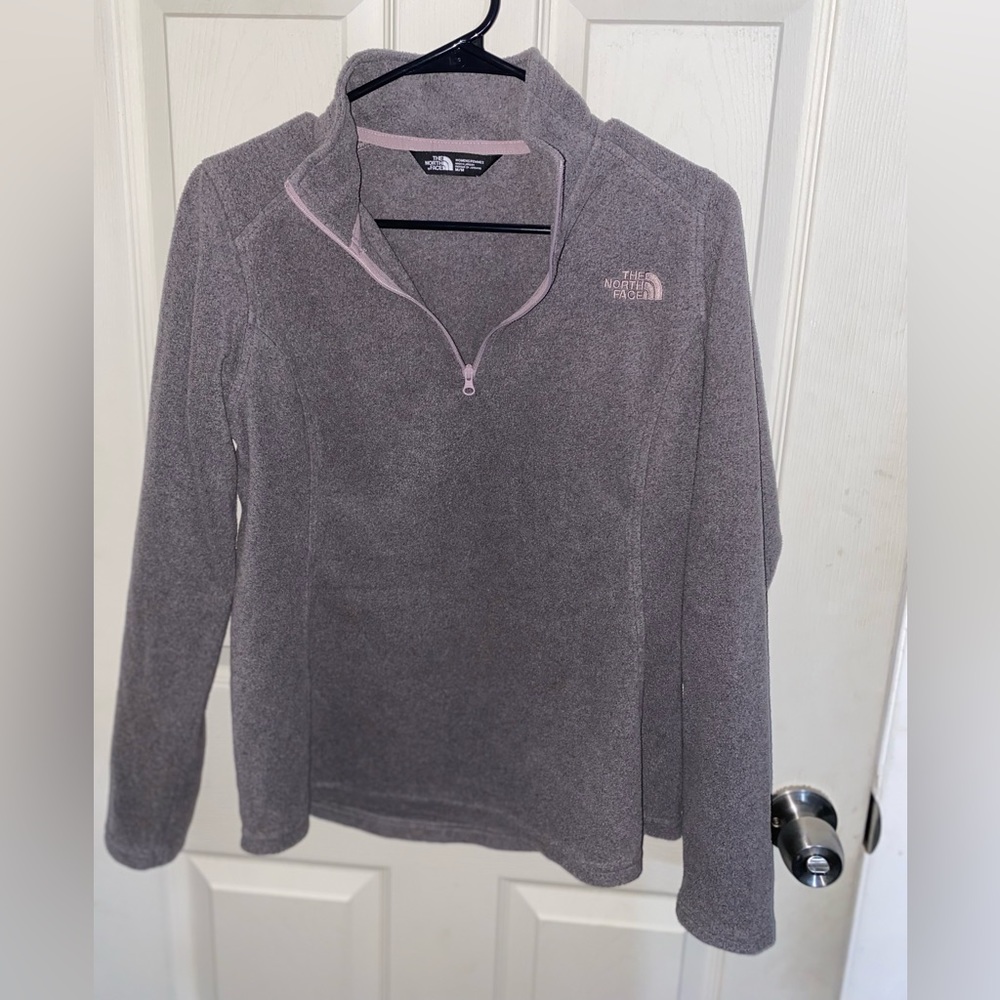 Purple half zip the north face sweater
